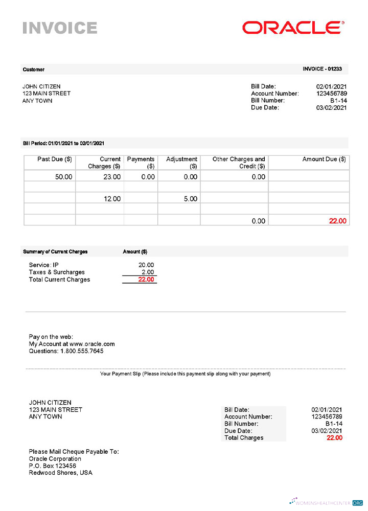 Download USA Oracle invoice Photoshop template